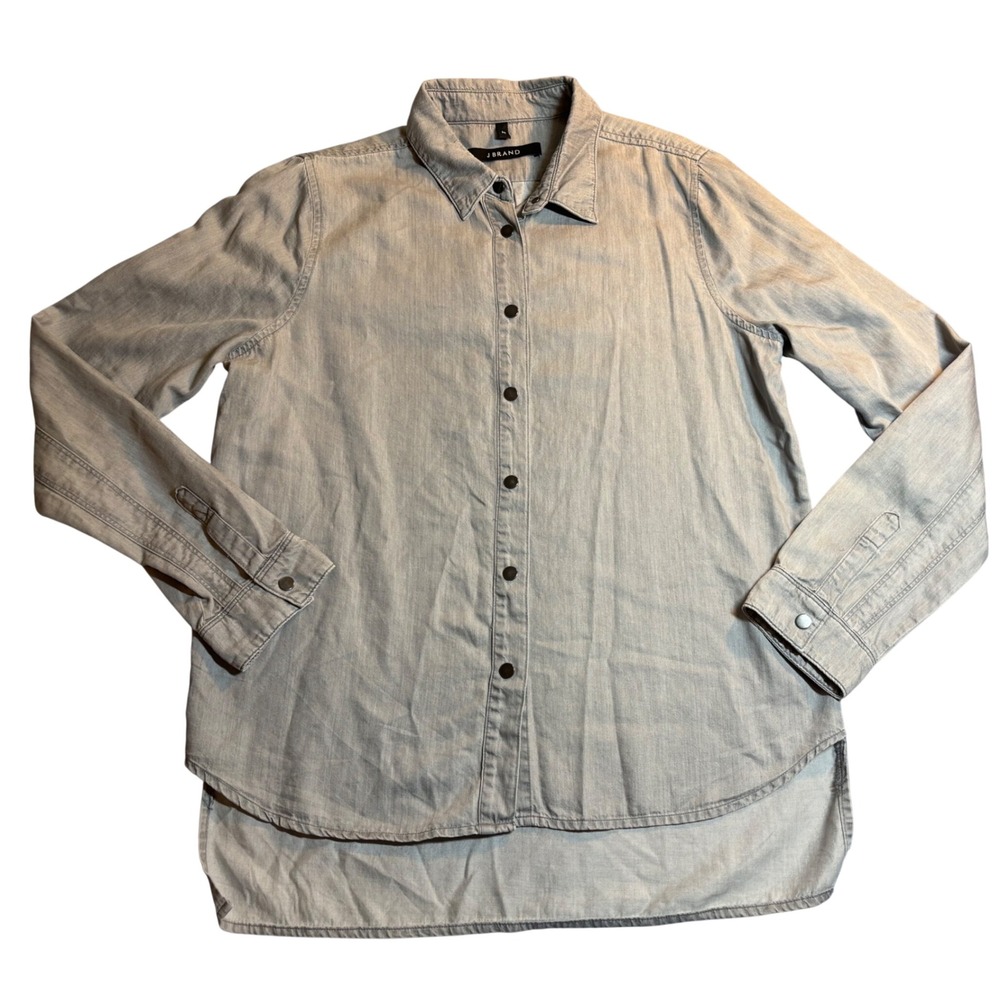 J Brand Corey Shirt Women's Gray Excellent Denim Long Sleeve Snaps Sz Medium